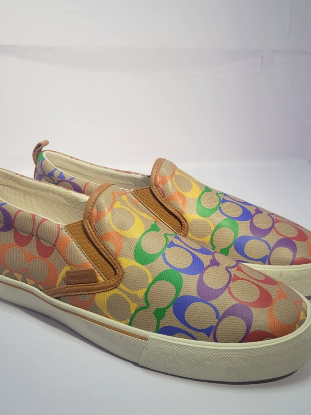 Coach Skate Pride Rainbow Signature Men's Size 11D Slip On Sneakers CA284 - Picture 5 of 11